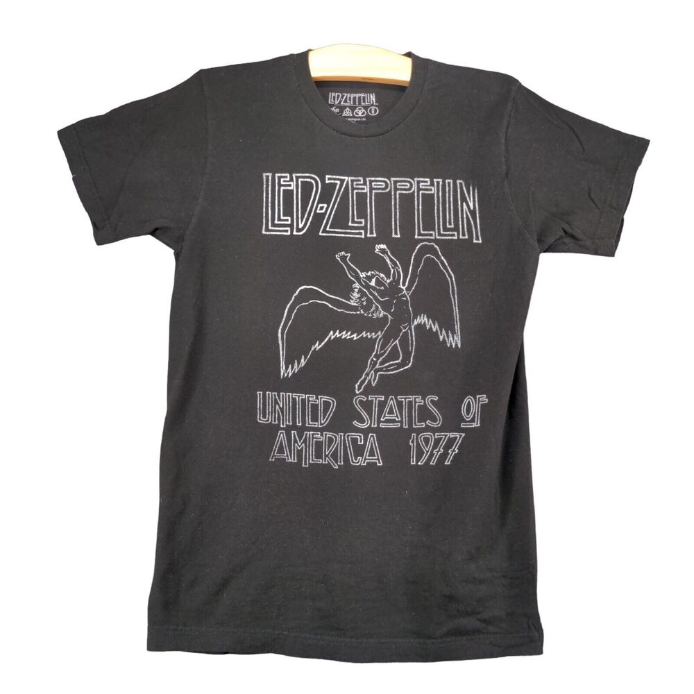 Retro Led Zeppelin United State of America 1977 T-Shirt Mens Small Black 2020